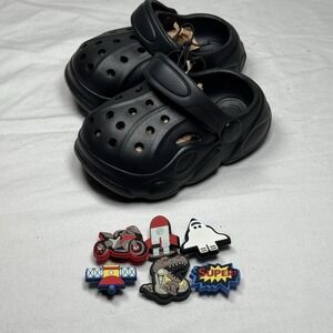Kids Clogs Sandals Toddler US 3 Black Slip On Lightweight w/ Charms